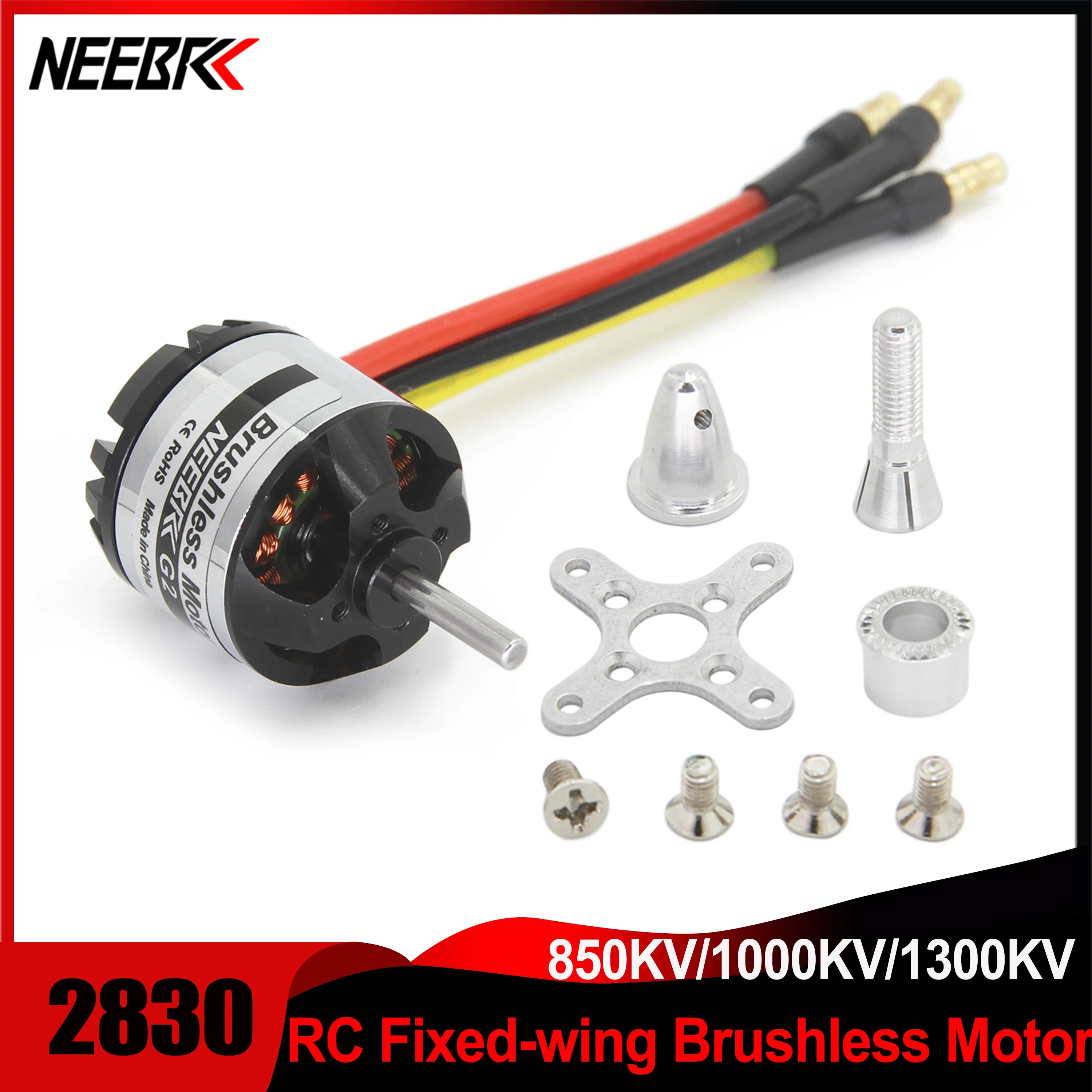 

NEEBRC 2830 850KV 1000KV 1300KV 2-4S Outrunner Brushless Motor for RC Fixed-wing Plane Glider Helicopter Aircraft Drone 30A ESC