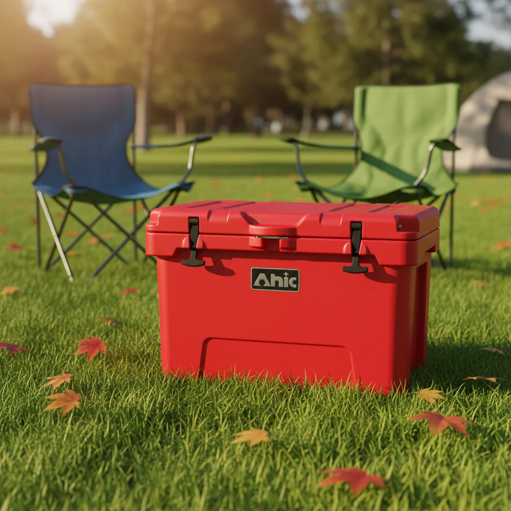 55QT Portable Outdoor PE Insulated Cooler Roto Box Waterproof Thermal Ice Chest for Camping Sports Fishing Food Storage Box