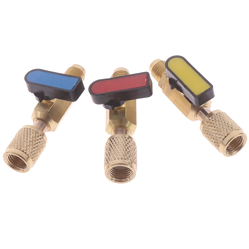 1/4" Male to 1/4" Female SAE Straight Ball Valve AC Charging For R22 Refrigerant