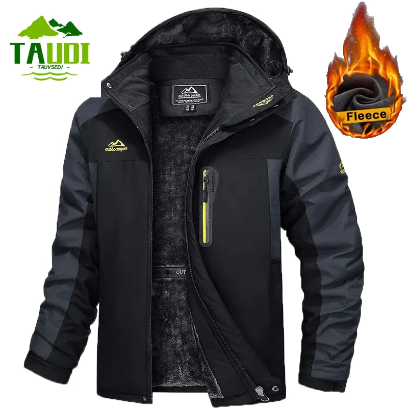 Jaket bulu tebal anti air pria LZLLTT, mantel jaket parka luar ruangan hangat kasual tahan angin pria musim dingin