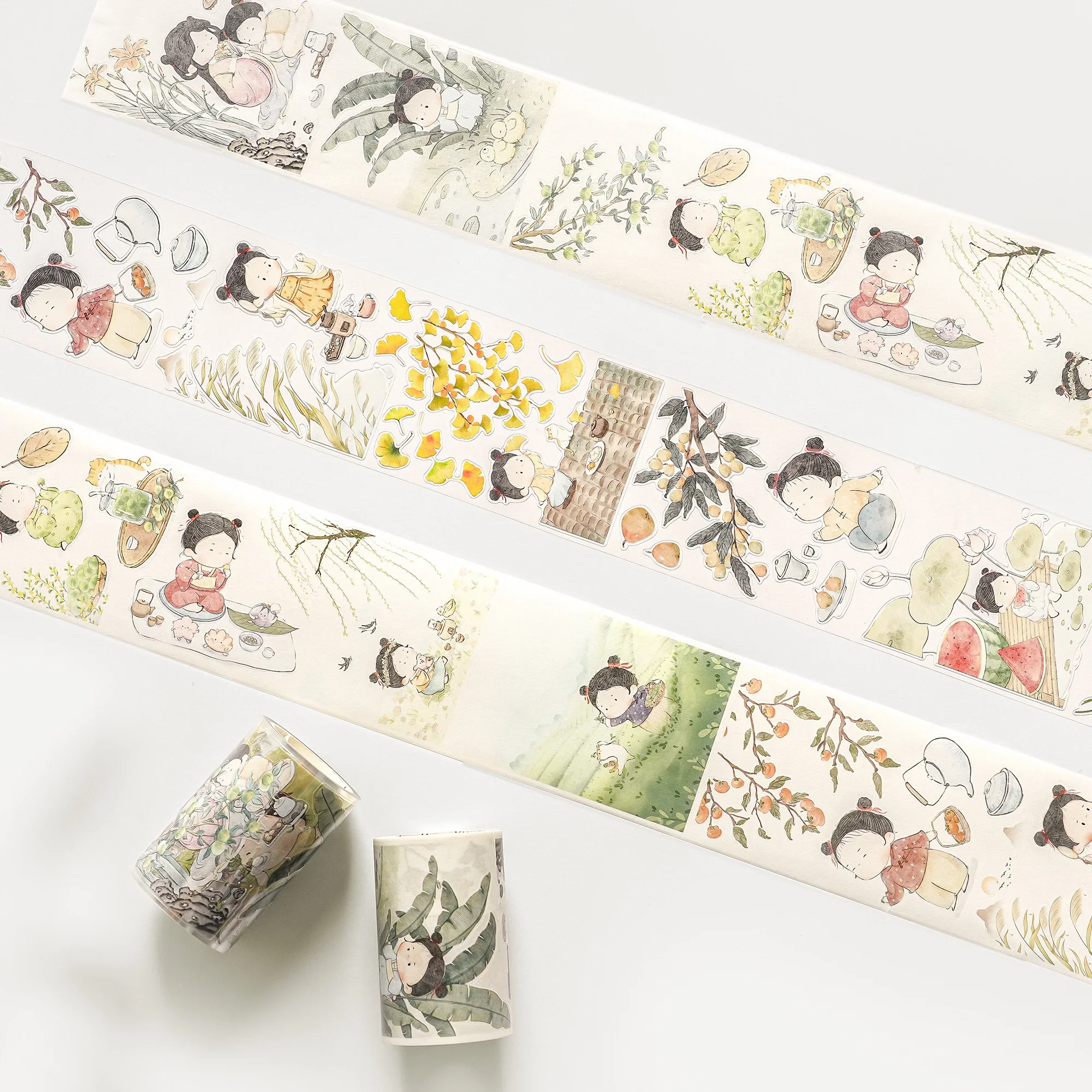 WT New Year Washi Pet Tape Roll Cute Girl Nursery Rhyme Sound, Spring Festival Girl