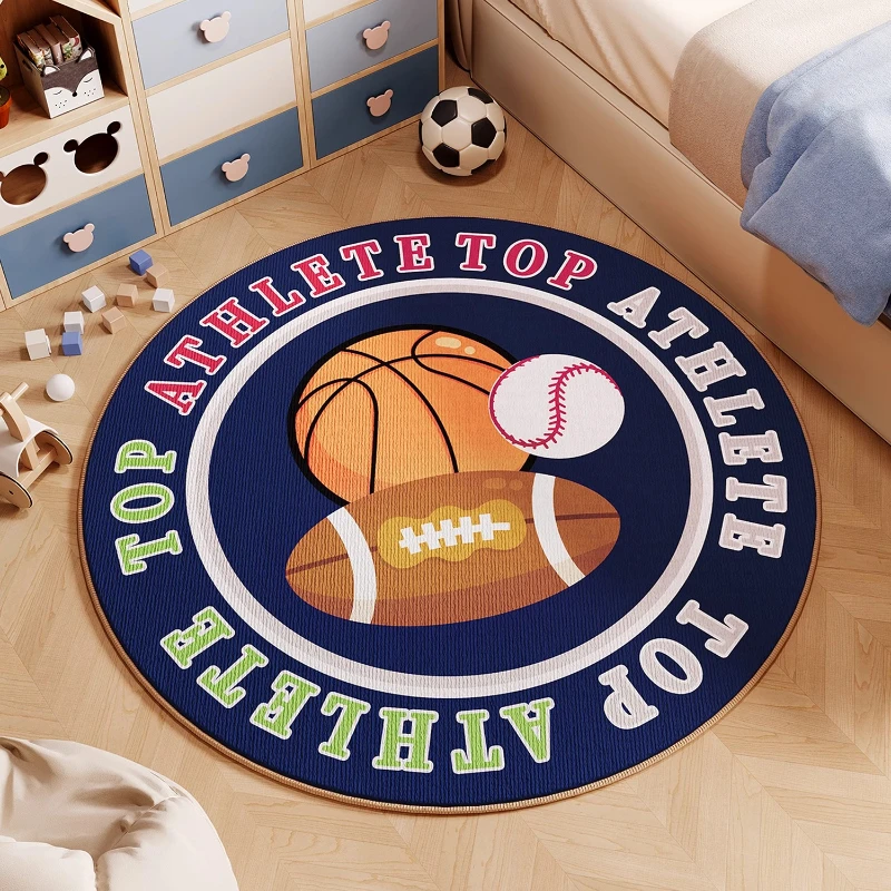 Cartoon Style Bedroom Decor Round Carpet Thicken Anti-slip Carpets for Living Room Washable Children's Mat Home Fluffy Plush Rug
