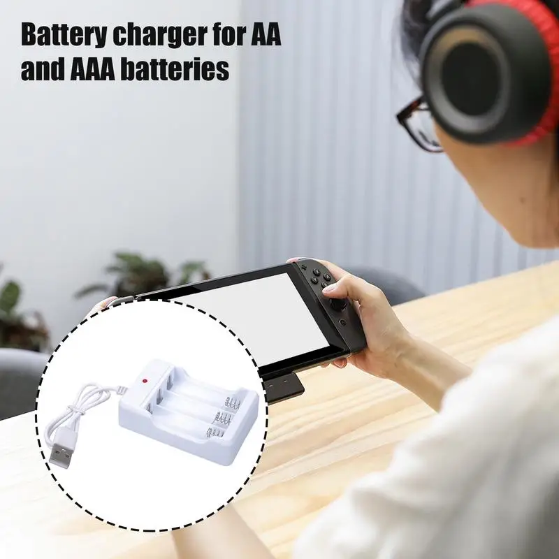 AA Battery Charger Battery Charger AAA USB Rechargeable LED Indicator Battery Charging Station NiMH Battery Charger With