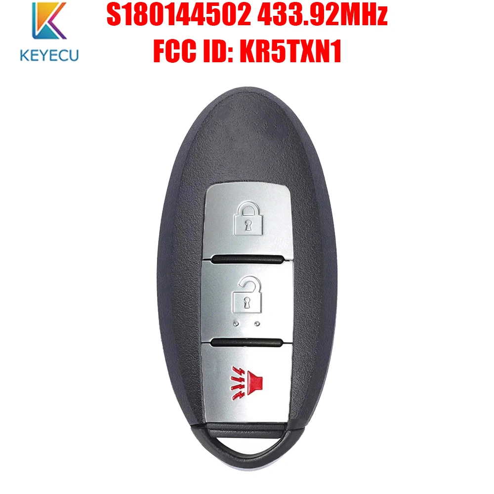 Keyecu S180144502 Keyless-Go Smart Remote Key Fob 3 Buttons 433.92MHz 4A Chip for Nissan Kicks 2018 2019 2020 KR5TXN1