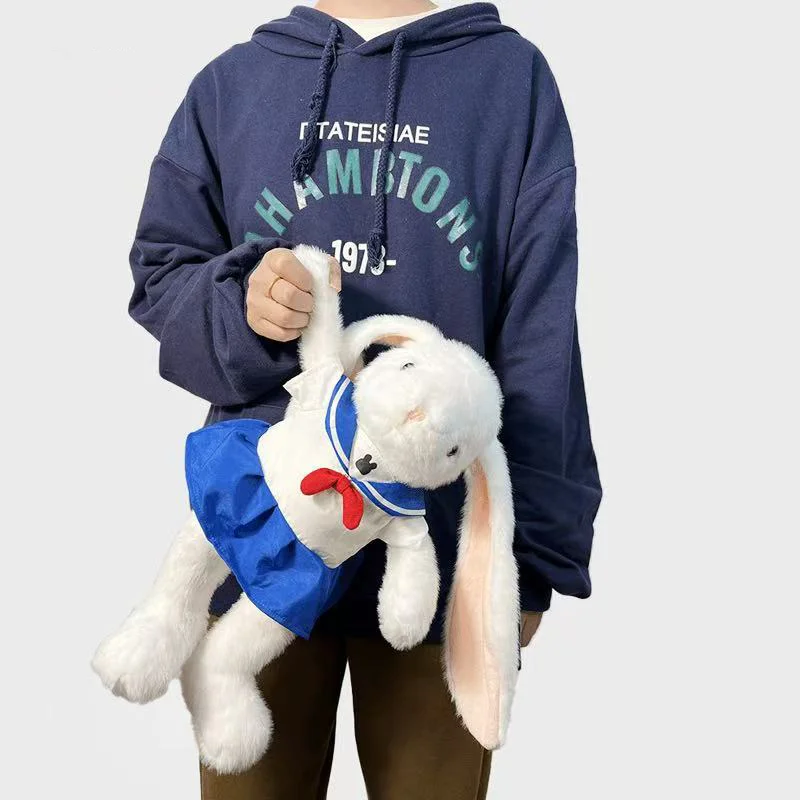 Kawaii 35 سنتيمتر لوب أرنب لينة محشوة لطيف الأرنب فستان دمية على شكل حيوان ملحق يمكن تغيير الملابس للأطفال الفتيات الهدايا ديكور