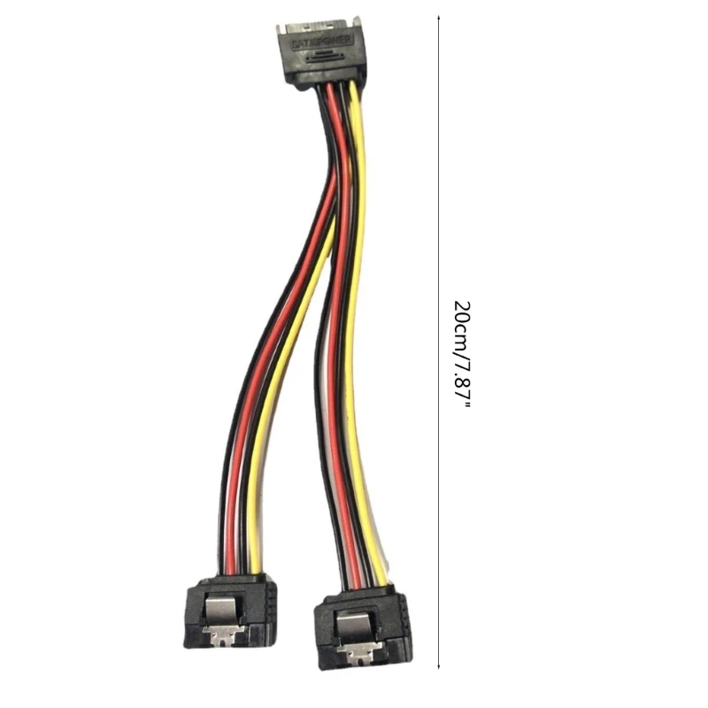 Conectores alimentación macho a doble 15 pines, Cable divisor Y con funda, envío directo