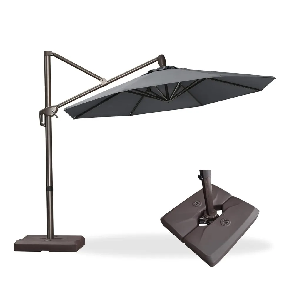 

10' X 10' Cantilever Patio Umbrella with Base Included Round Umbrella with 360° Rotation Aluminum Outdoor Offset, Customized