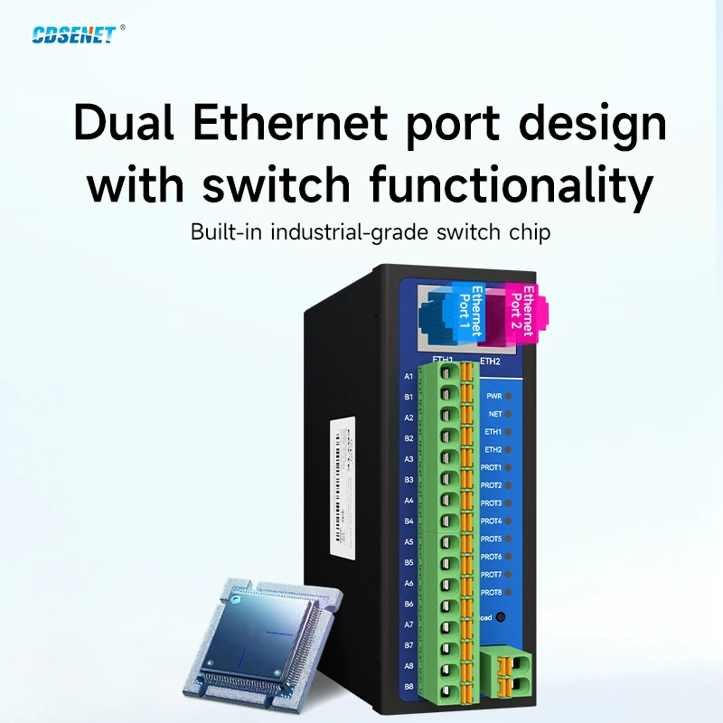 RS485 RS232 to Ethernet 8 Ways Serial Server NB183-V2 Series TCP UDP MQTT HTTP Modbus Gateway TCP- RTU POE