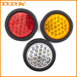 1pair 12V 24V LED Car Rear Taillight Brake Stop Side Marker Warning Indicator Truck Trailer Round Reflector ATV Red Yellow White
