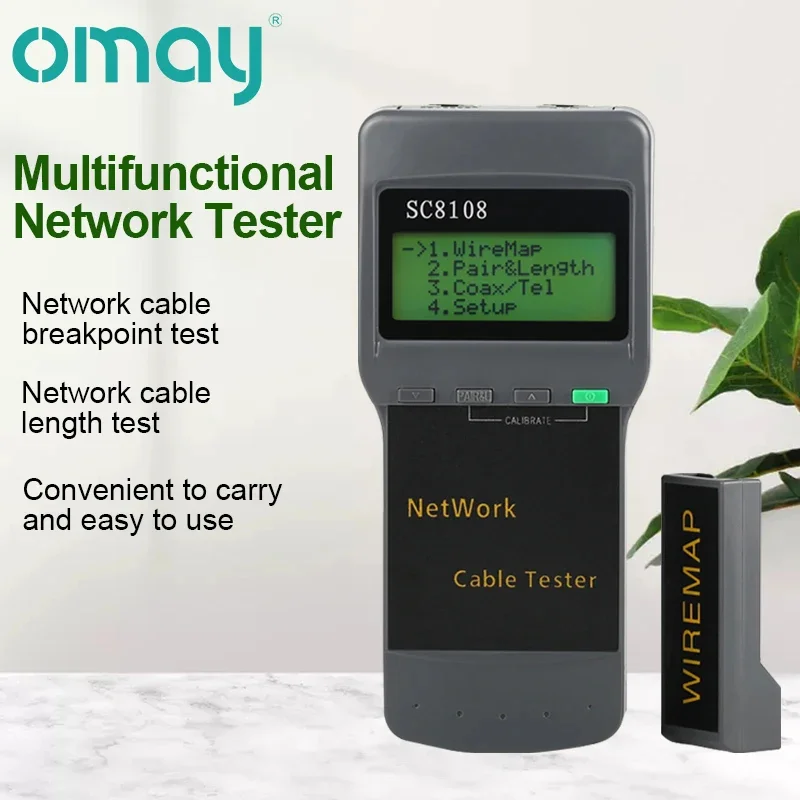 Omay-ネットワークケーブルテスター,特別なrj45クリップ,ケーブル長,ブレークポイント検出,金属板