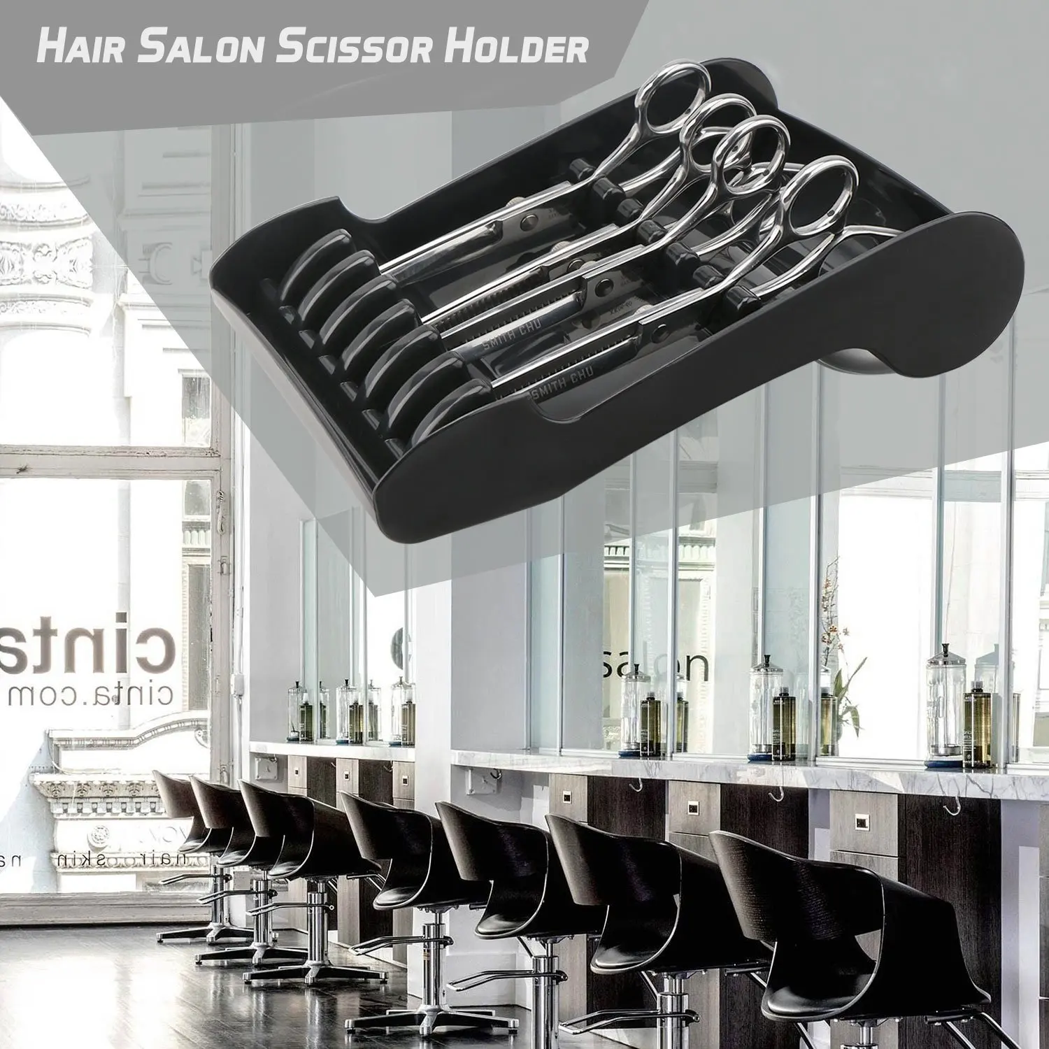 Barber Black Scissors Storage Rack Hair Cutting Shears Display Container Professional Salon Hairdressing Tools Storage Supplies