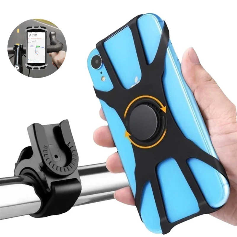 

Universal Bike Phone Mount 360 Degrees Rotatable Silicone Holder For 4.7–6.8" Phones Compatible with iPhone Samsung Easy Install