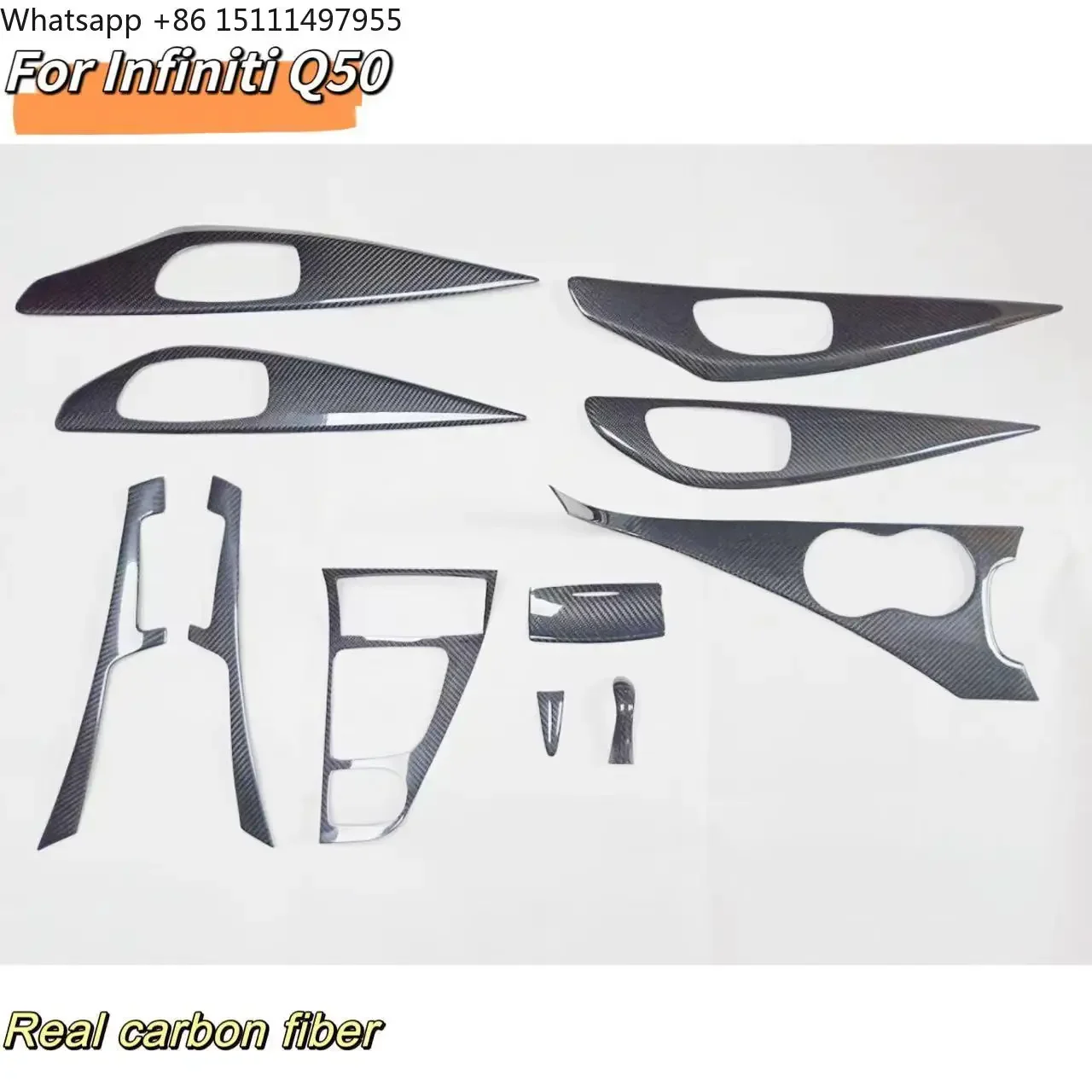 MRD Fit for Infiniti Q50 Q60 Real Carbon Fiber Interior Trim Parts Regular Carbon Fiber Honeycomb 2