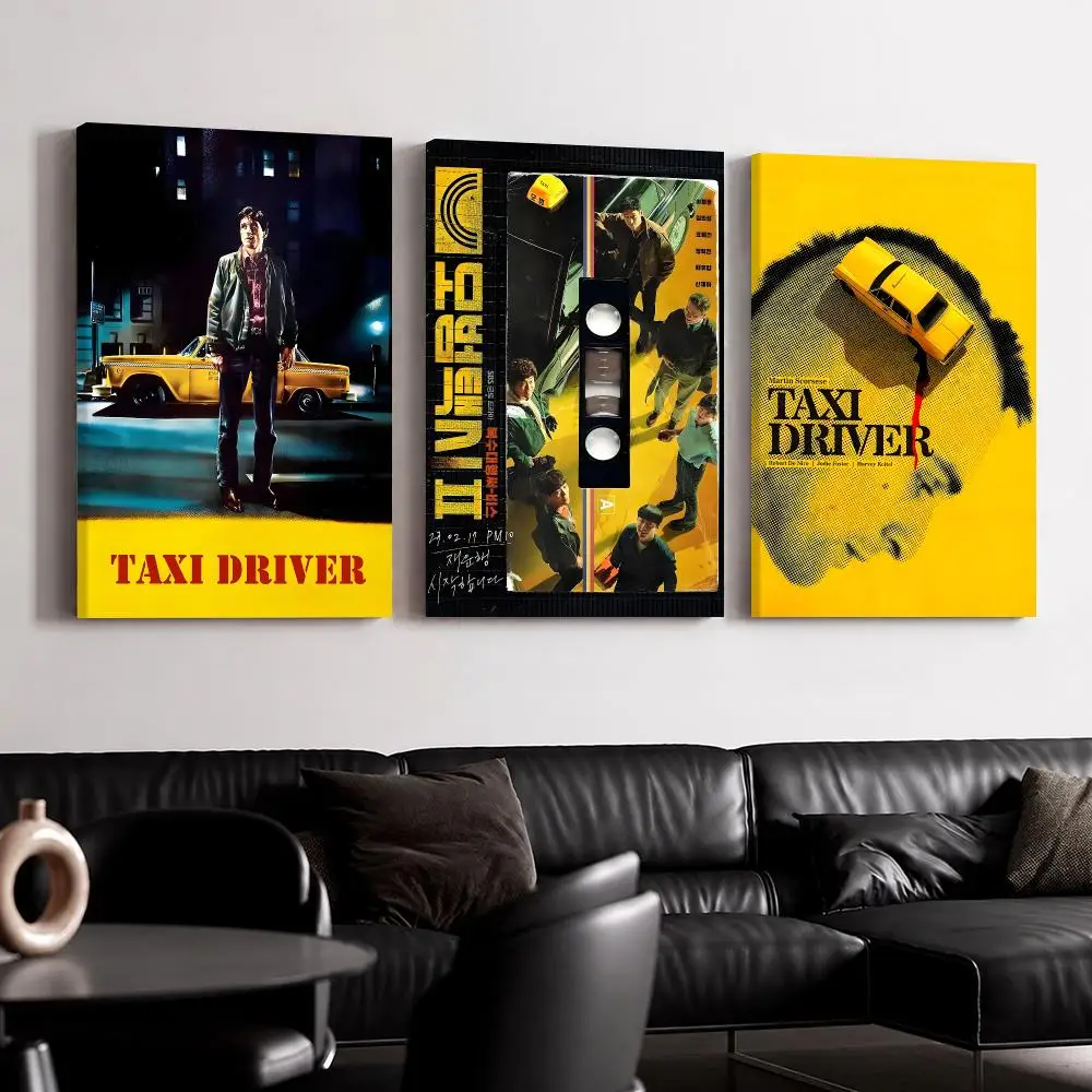 Classic Movies T-Taxi D-Driver Framed Wall Painting Ready to Hang Canvas Wall Art Poster for Bedroom Living Room Home Decor Gift