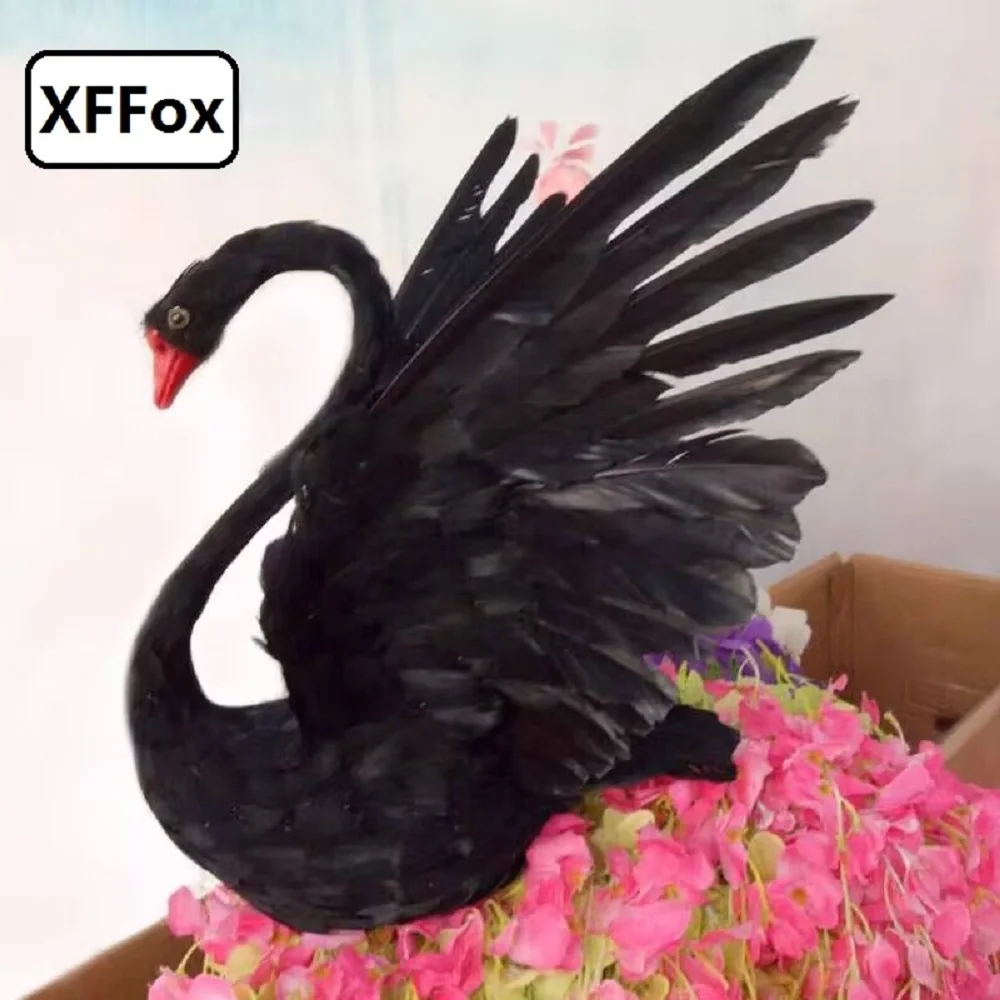 

new simulation wings swan model foam&fur black swan doll gift about 30x48cm