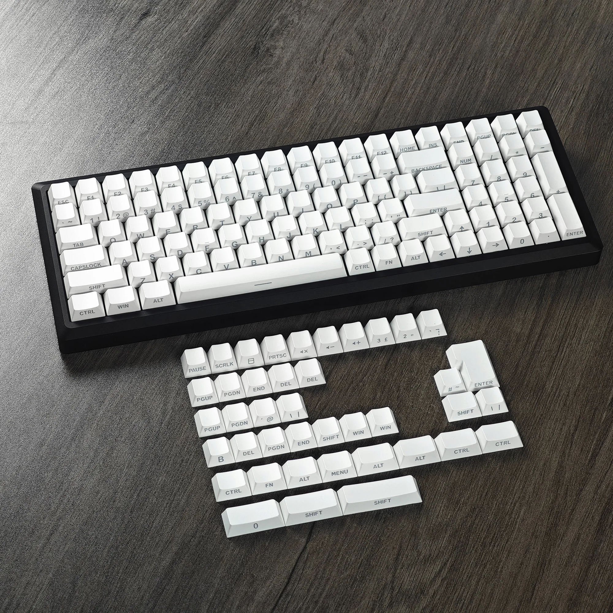 Cherry Profile White 141 Keys Minimalist Style Sidelit Keycaps Keycap Set Double Shot Shine Through for MX Mechanical Keyboard