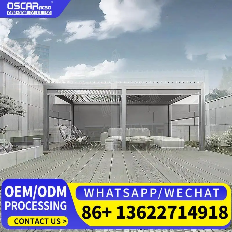 

EcoFriendly Sustainable Waterproof Customized Garden Aluminum Luxury Rainproof Louvre Roof in Outdoor Courtyard Backyard pergola