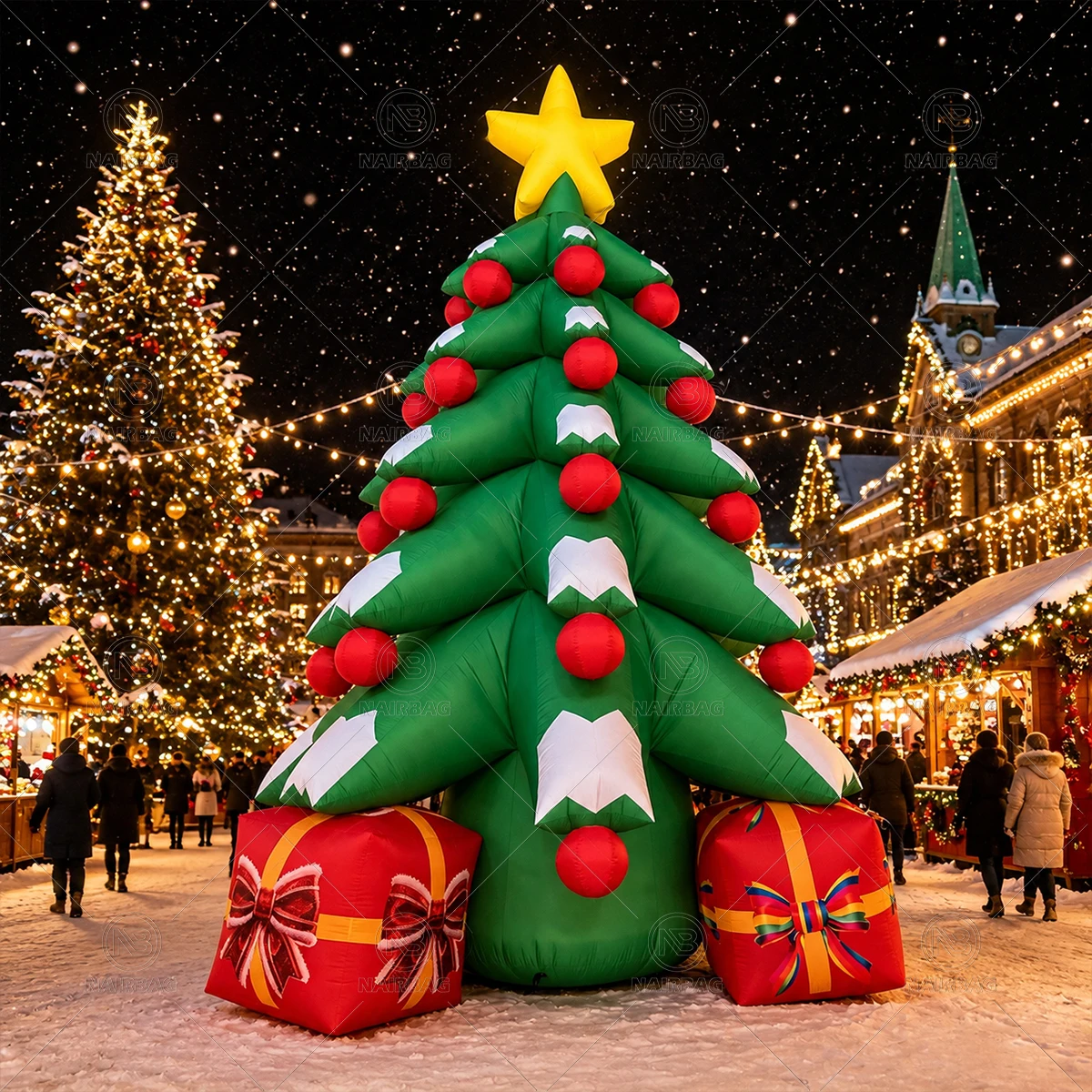 Large Inflatable Christmas Tree, 3m-8m Outdoor Yard Mall Xmas Holiday Decoration, Giant Inflatable Christmas Decor