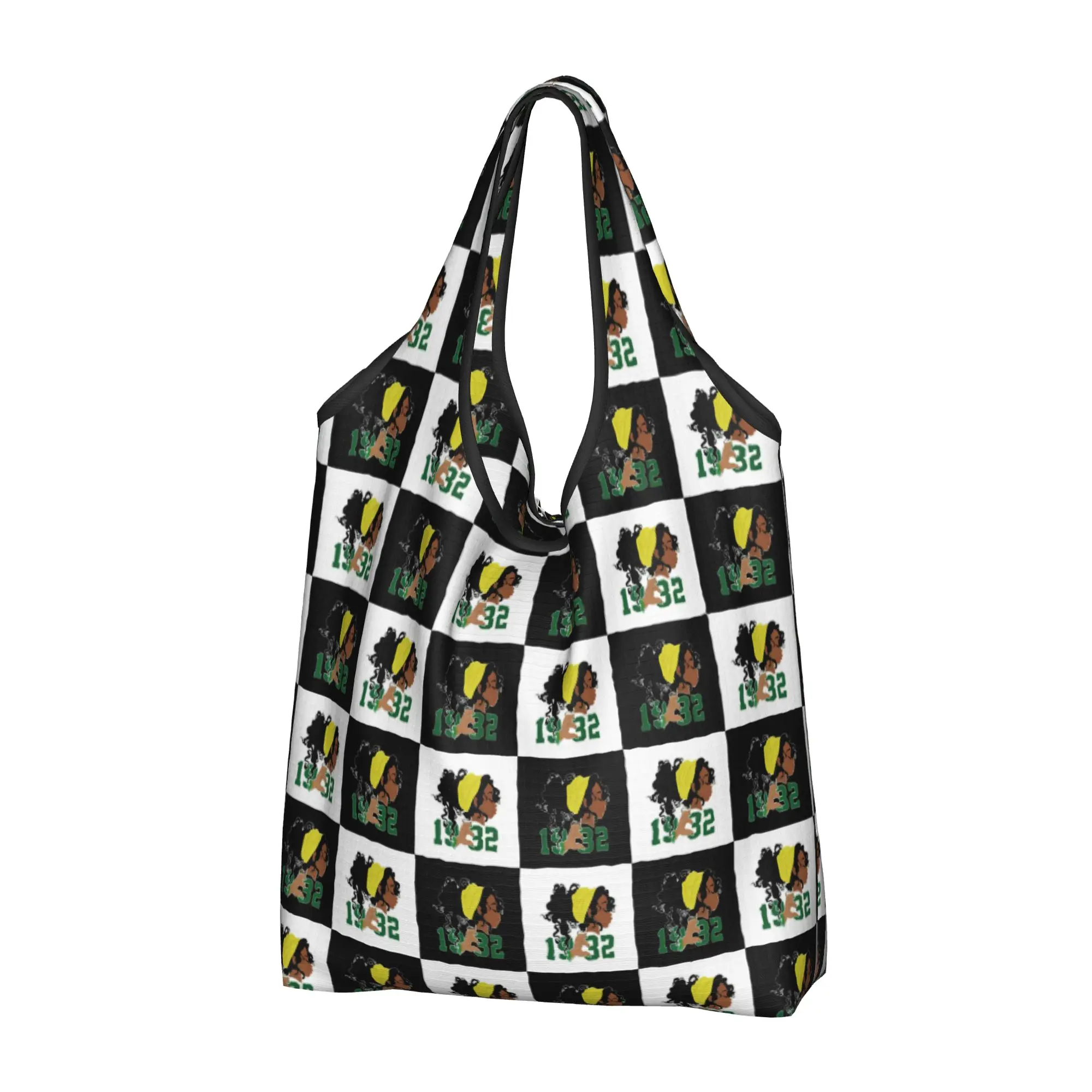 Funny Checkered Plaid CHI ETA PHI  Shopping Tote Bags Portable Sorority Nurse 1932  Grocery Shopper Shoulder Bag