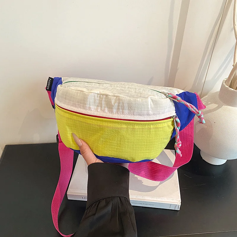 

Dopamine-infused color-blocked waist bag outdoor casual shoulder bag commuting patchwork chest bag versatile crossbody pouch