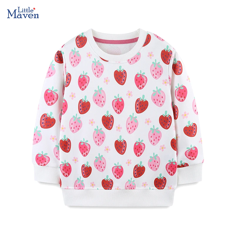 

Little maven Girls Sweatshirts Straberry Baby Girls Long Sleeve Tops for Kids Clothes Autumn Spring Girls Clothing