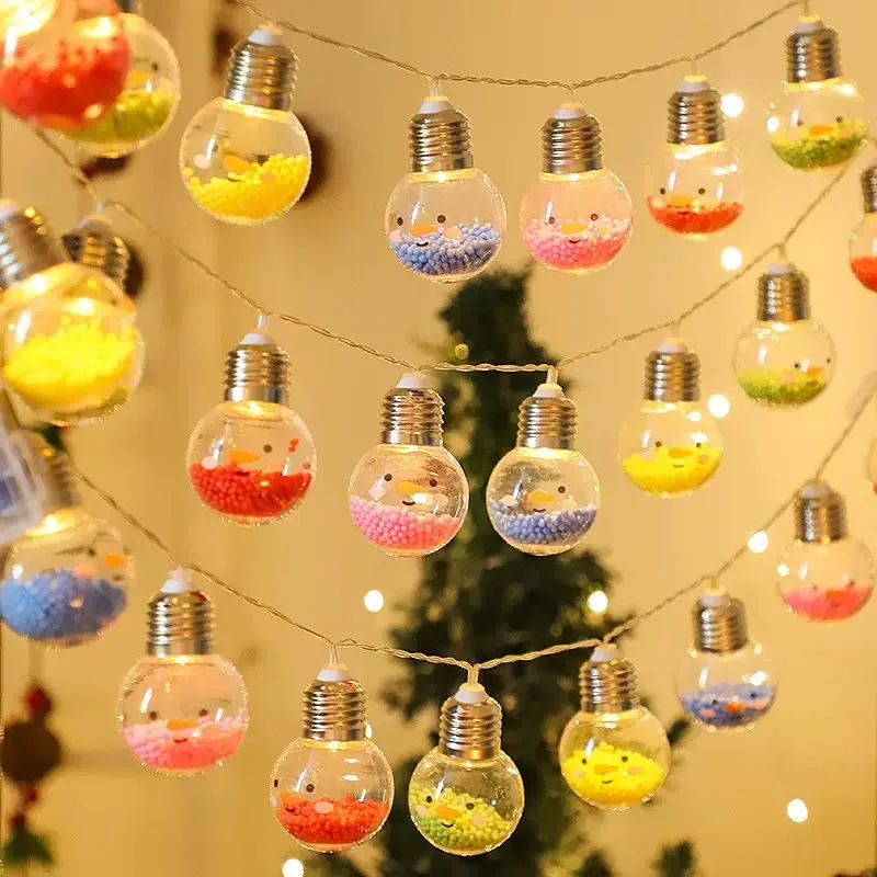 1PC 1,5 M10LED Weihnachten Bunte Glühbirne Ball Lichterketten Batterie Betrieben Dekoration Lampe Lächelndes Weihnachtsbaum Lichterkette