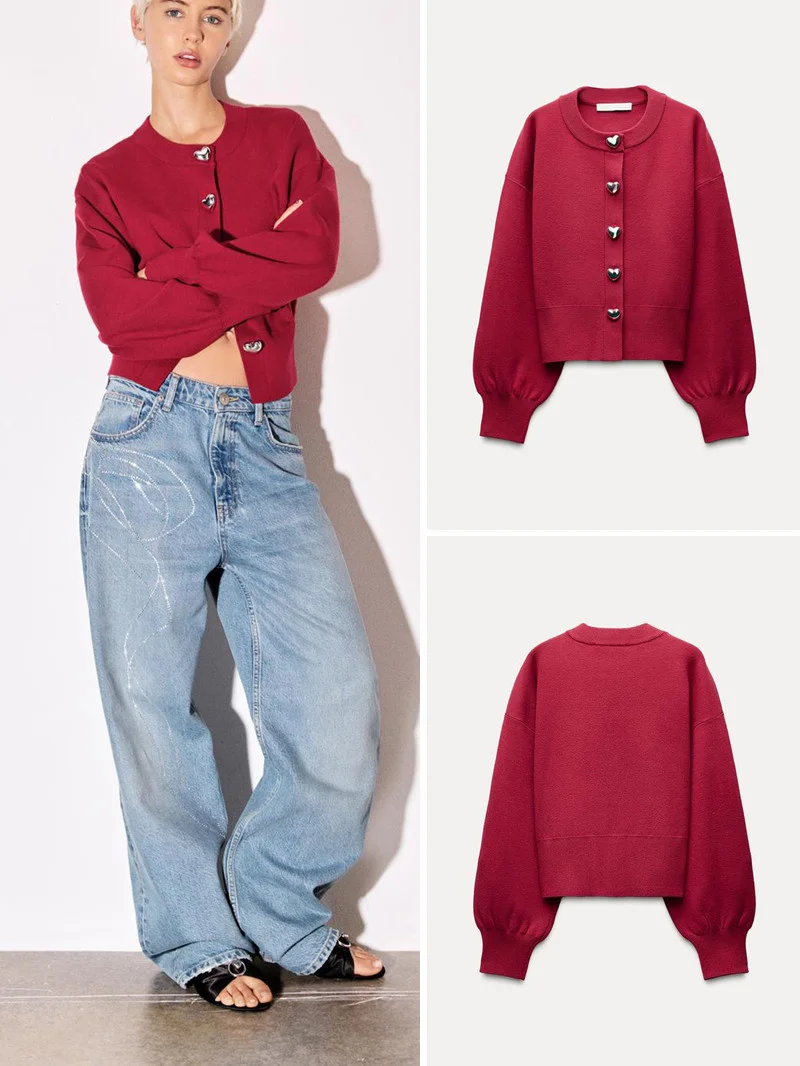 

Весенняя новинка: женский кардиган-свитер с пуговицами в форме сердца, объемный, длинный, вязаный плоской спицей, дышащий.