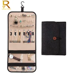 New Travel Jewelry Organizer Roll Foldable Jewelry Case for Journey-Rings Necklaces Jewellery Storage Bag Earrings Storage Box