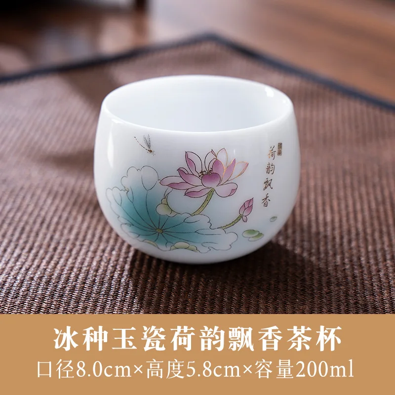 

Белая фарфоровая чайная чашка с нефритовым жиром, Master Cup, одна чашка, высококачественный керамический чайный сервиз кунг-фу, чайная чашка, предметы домашнего обихода, Ming C
