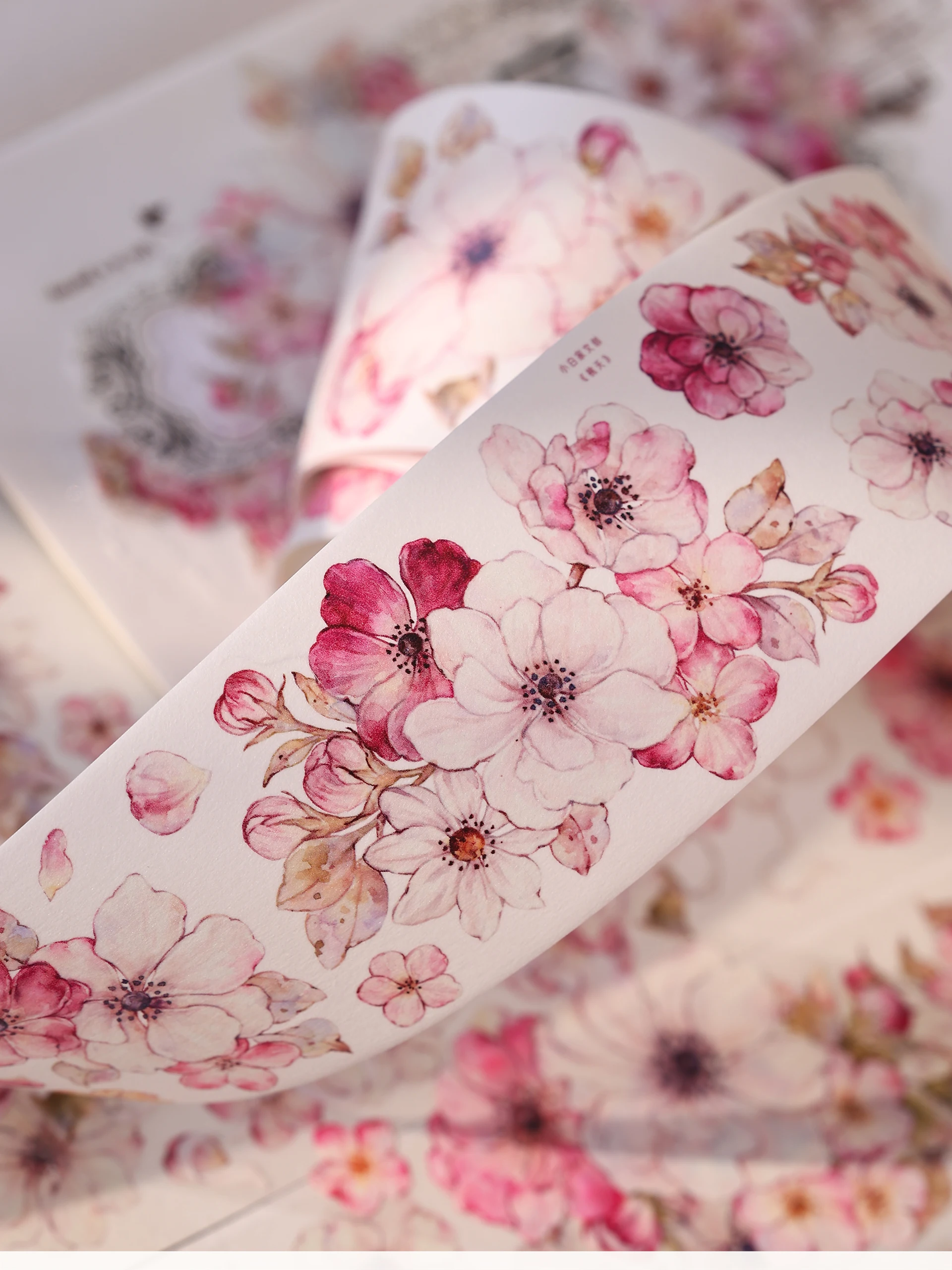 Taoyao Light Retro Pink and White Big Flower Washi PET Journal Sticker Goo Card Tape