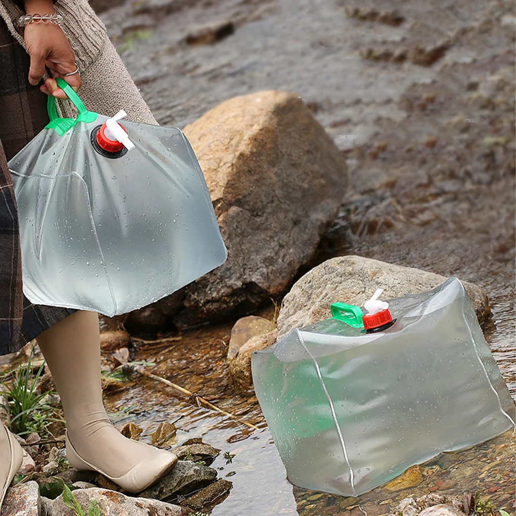 10/20L Water Container PE Collapsible Drinking Tank Handle Handy to Carry Outdoor Equipment Folding Bucket Hiking Bottle