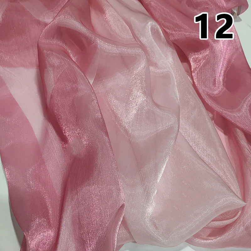 1M Organza Regenbogen-Stoff Bühnentanz-Nähstoff Tüllstoff Kleidung Kleid Hochzeitsdekoration Weiches Garn Zweifarbiger Stoff Lolita-Rock – Detail 3