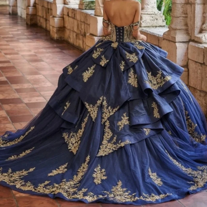 

Роскошные темно-синие платья для квинсеаньеры, бальные платья с вырезом «сердечко», кружевными аппликациями, длиной в пол, для выпускного вечера, торжественных мероприятий, вечеринок, на 15-16 лет, на заказ