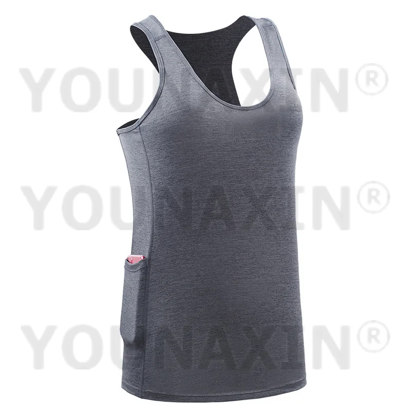 Women's Yoga Vest With Pocket Traning Tank Sleeveless T-shirts Tight Fitness Clothes Running Breathable Sexy Top M L XL 2XL 3XL