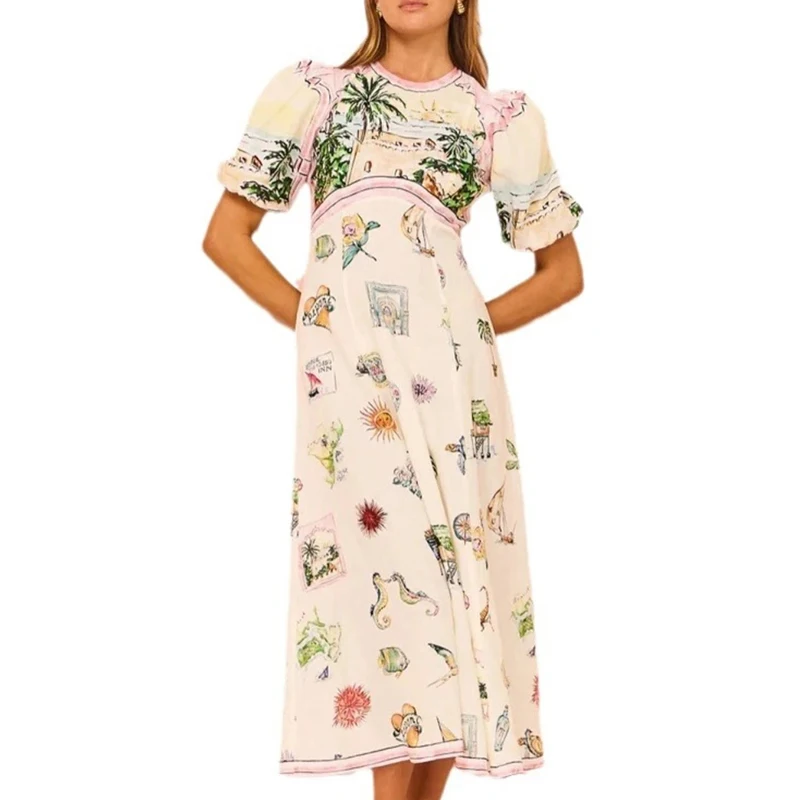 Zomervakantie Bloemen Maxi Jurken Voor Vrouwen 2024 Casual Sexy Losse Elegante Hoge Taille Lange Jurk Strand Jurk Gewaad Vestidos