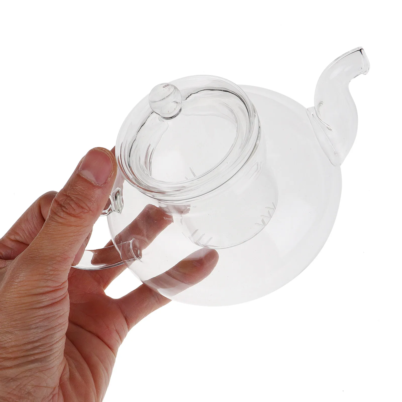 Premium Heat Resistant Glass Teapot Elegant Modern Shape Small Clear Tea Kettle for Green Black Oolong Tea Home Office Gift