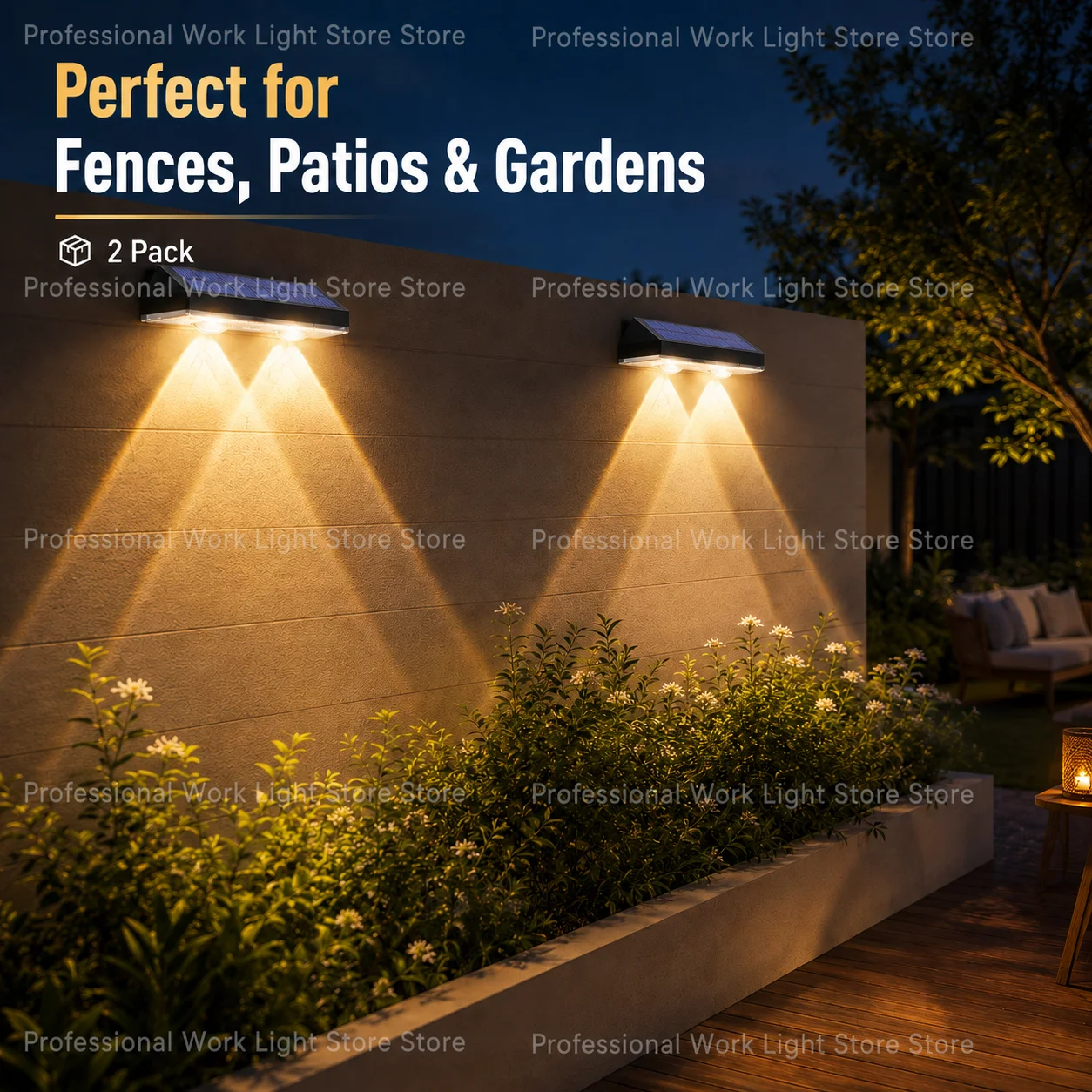 LED Solar Lamp Waterproof Outdoor Wall Garden Ambient Lighting Decoration Up & Down Night Lights Yard 2 pcs Color Change