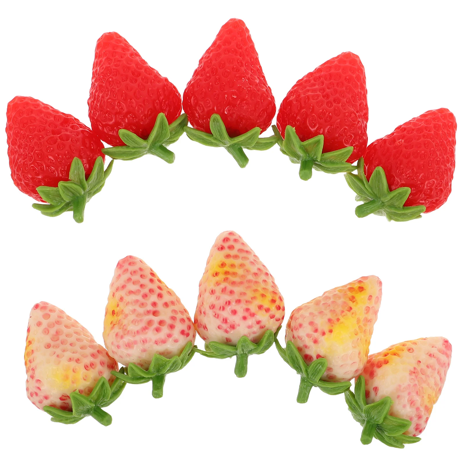 

10Pcs Realistic Faux Strawberries Creamy White Artificial Strawberry Photo Props for Food Photography Decoration Crafts