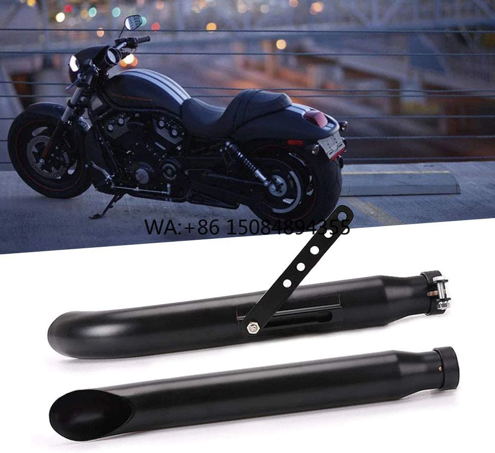 

Racing Style Cafe Racer Slip-On Exhaust Pipe, Matte Black Silver Modified Muffler With Sliding Bracket Universal for VT500
