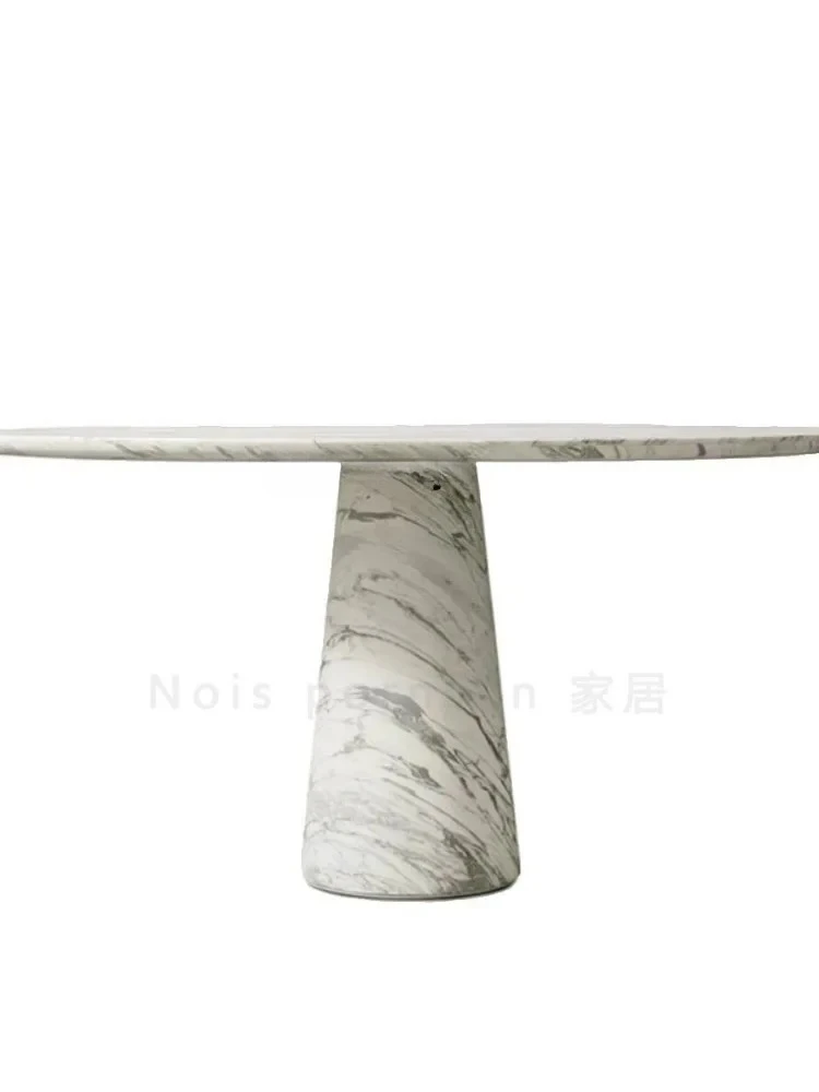 

NEW Minimalist natural marble round dining table designer home living room light luxury high-end dining table