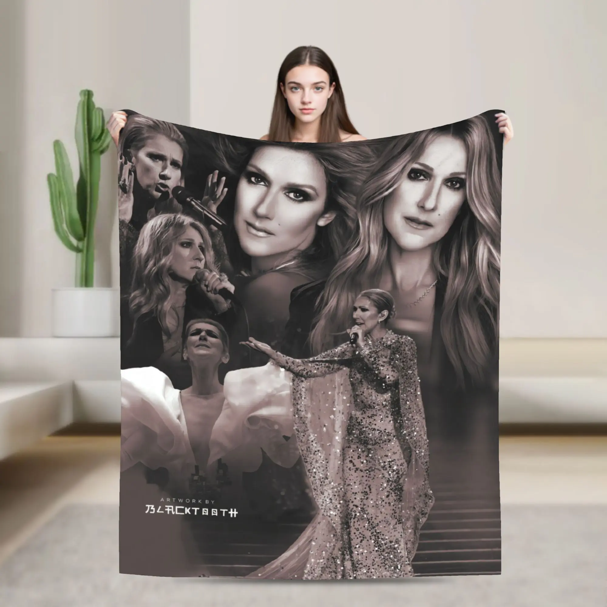 Celines Dions Paris 2026 Tour (1) Flannel Blanket  Warm Bedding Throws for Bedroom Travel Funny Bedspread Sofa Bed Cover