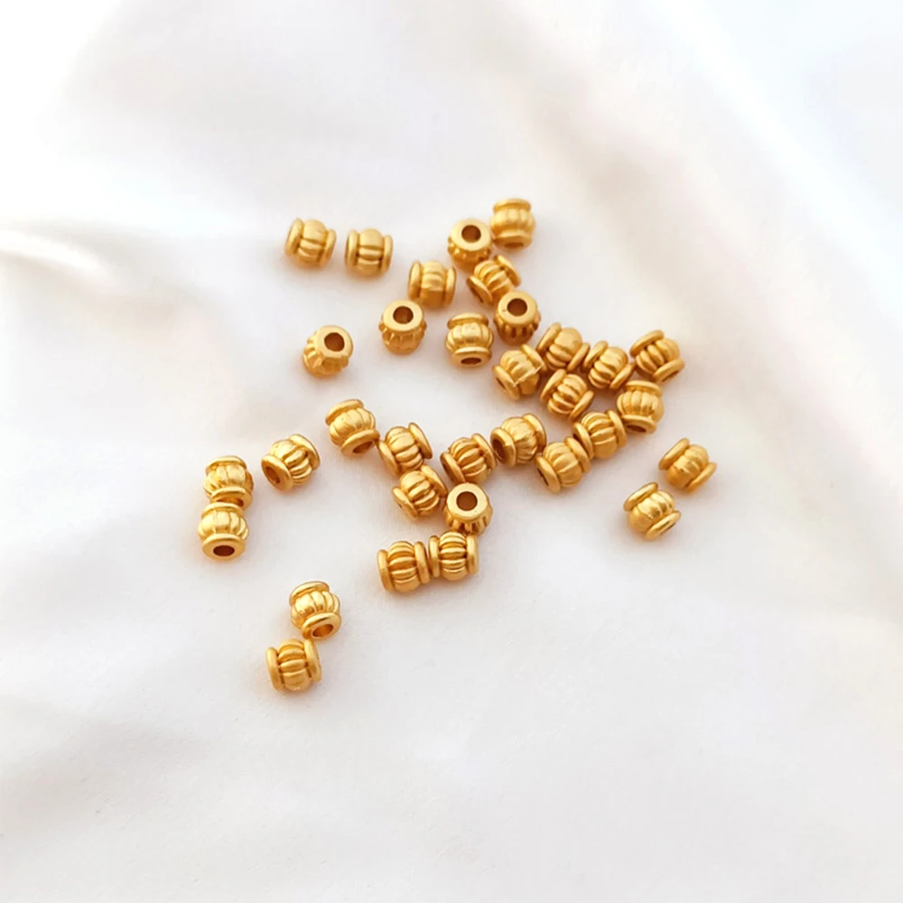 10 Pieces Matte Gold 5mm Watermelon Patterned Bucket Shaped Small Spacer Beads DIY Jewelry Making Necklace Bracelet Accessory