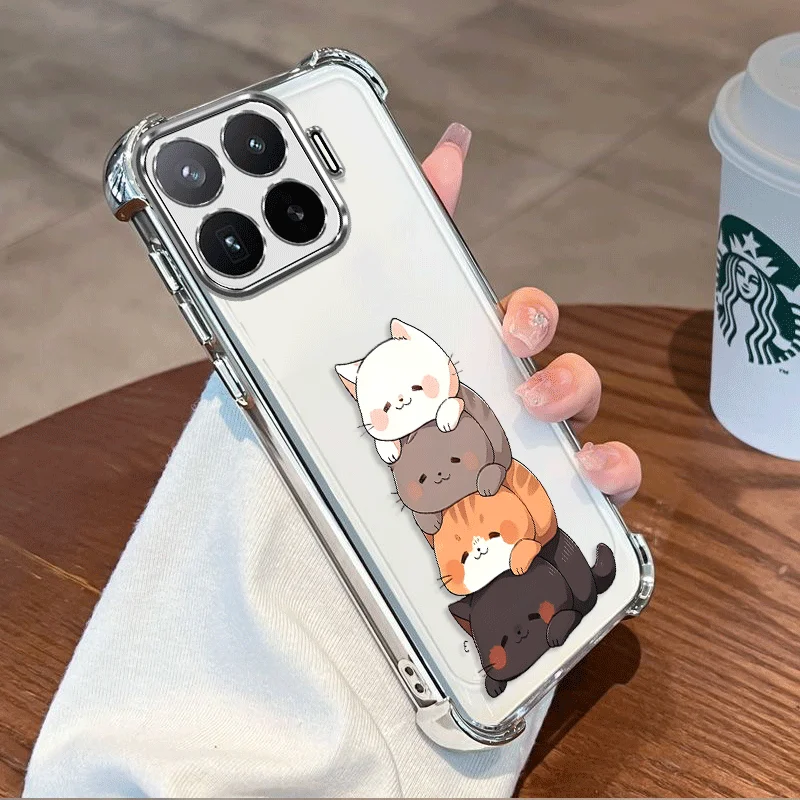 Plating Protective Cover For Xiaomi 17T Pro Case Flxebile TPU Four-corner Shockproof Cat Pattern Fundas