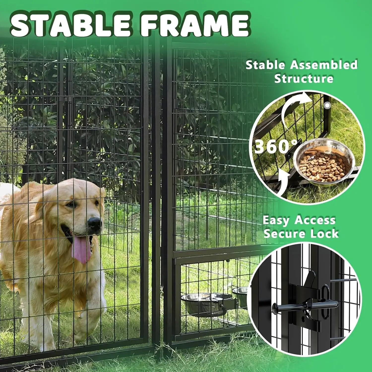 4x4x6 FT Outdoor Dog Kennel for Large Dogs, Heavy Duty Welded Wire Steel  Playpen Fence with Secure Lock,