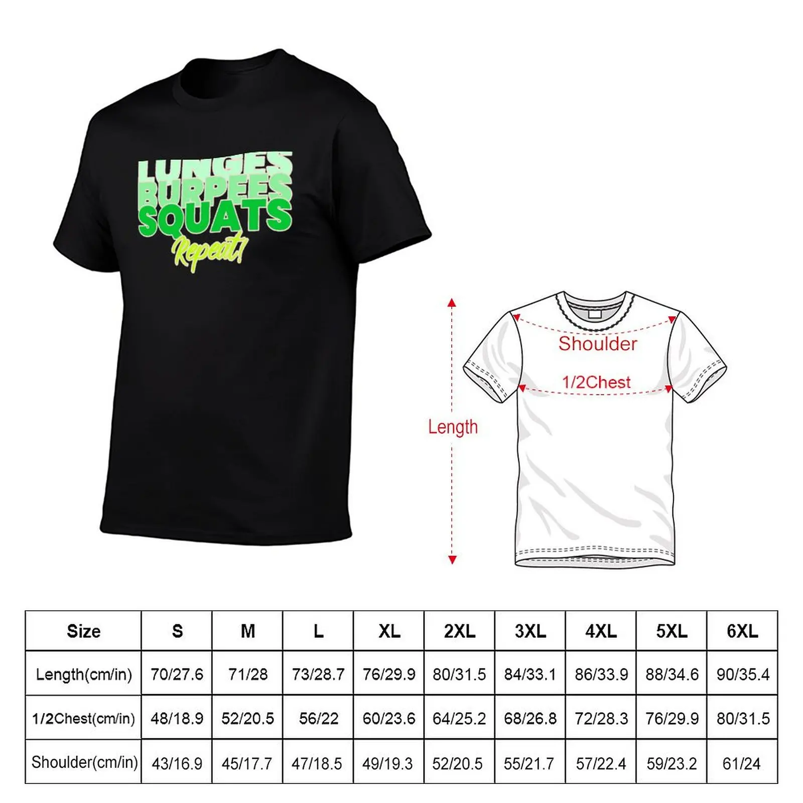 Lunges burpees squats repeat. T-Shirt Plus Size Summer Short Sleeve T-Shirt