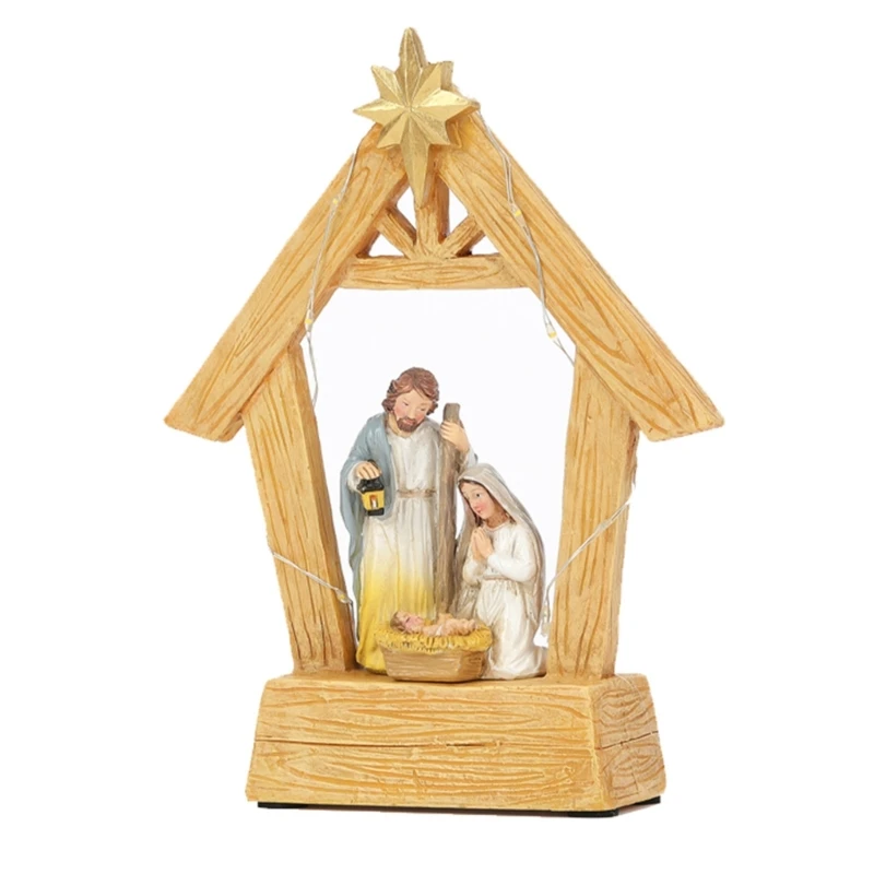 Holidays Nativitys Set Resin Birth Statue for Christmas Decoration Tabletop Manger Scene, Seasonal Room Accent