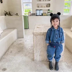 Children's Autumn Denim Overalls 2023 New Fashion Kids Long Sleeve Overalls Girls Jeans Romper Baby Clothing Boys One Piece Pant