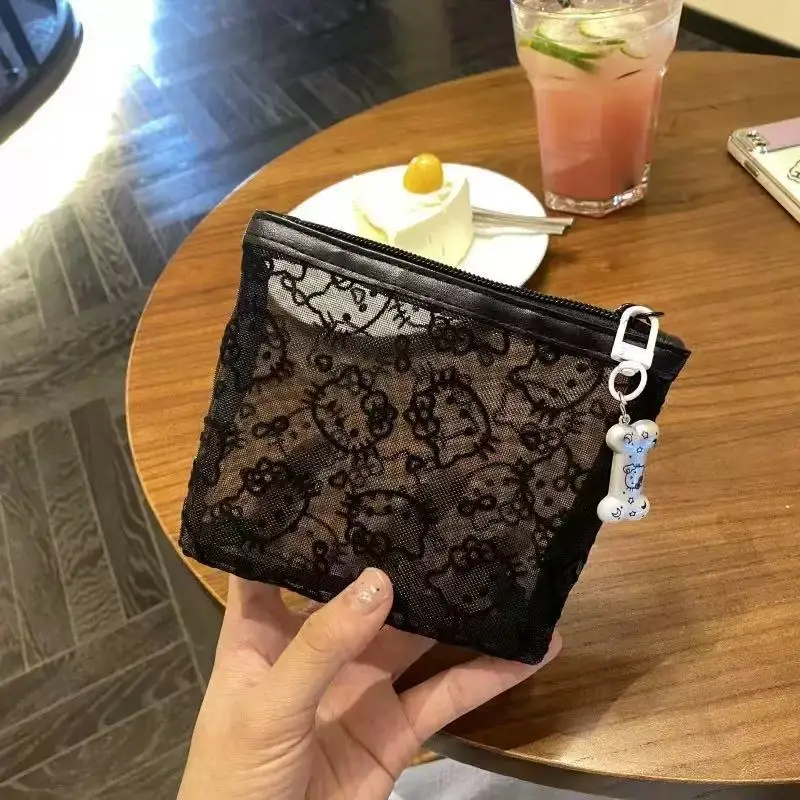 Kawaii Cartoon Netz-Aufbewahrungstasche Transparente Tasche Tragbare Hello Kitty Kosmetik-Aufbewahrungstasche Geeignet für Mädchen-Reiseaccessoires – Detail 5