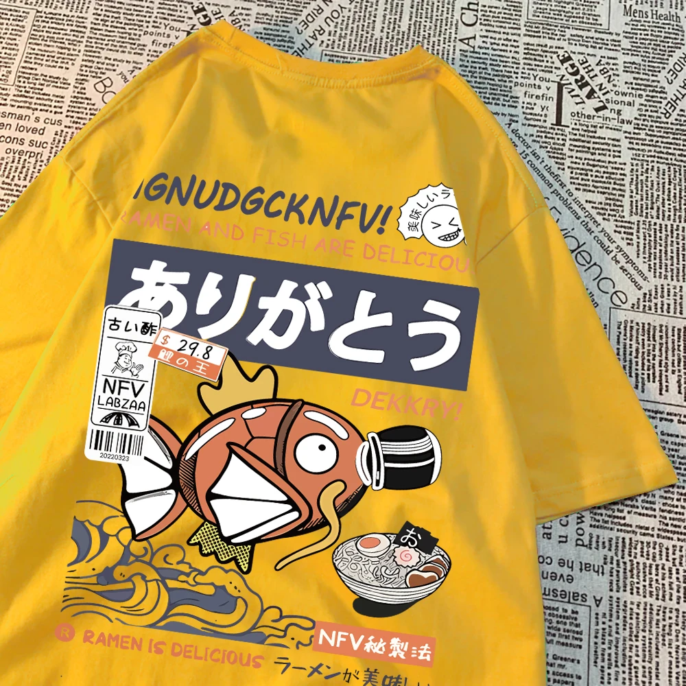 女性のための面白い寿司魚のパターンプリントTシャツ,カジュアルな夏のTシャツ,ストリート,ヒップホップ,通気性のある柔らかい服