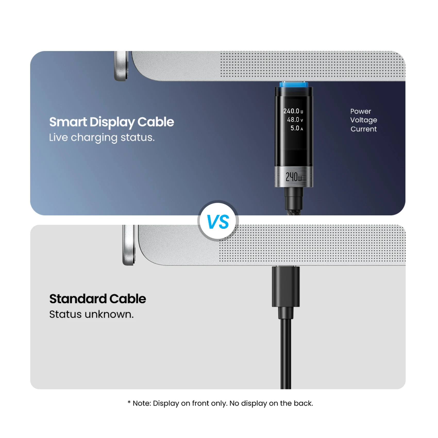 Kabel USB C Vention PD240W z wyświetlaczem cyfrowym, kabel typu C PD3.2 do iPhone 17, 16, Samsung S25, MacBooka, laptopa, szybkie ładowanie. — zdjęcie produktu 5